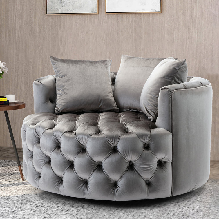 House of Hampton® Richas 42.9'' Wide Tufted Swivel Barrel Chair | Wayfair